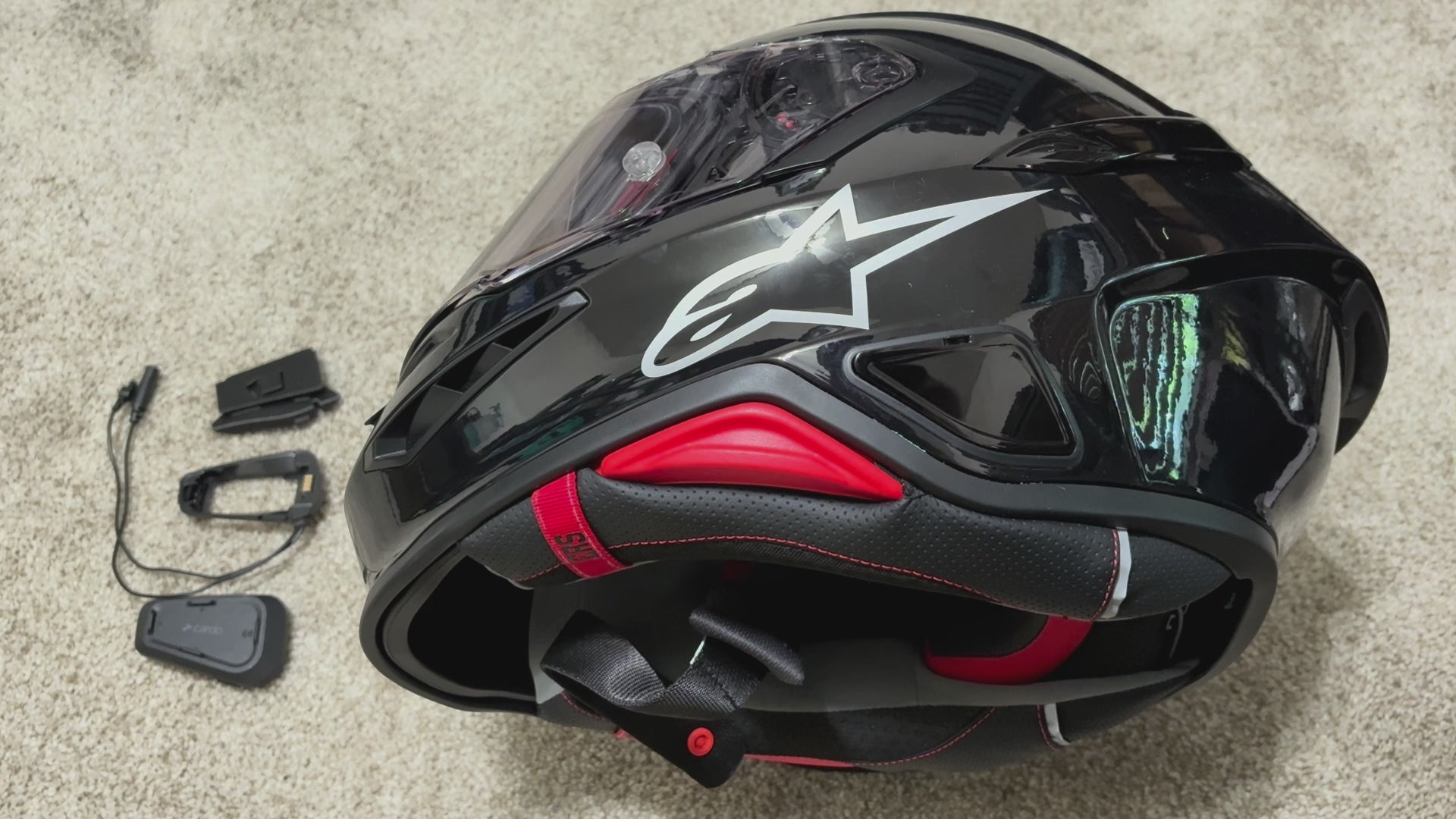 Alpinestars S-R7 Helmet Adapter for Cardo Packtalk Edge – 3D Printed Carbon Fiber Mount
